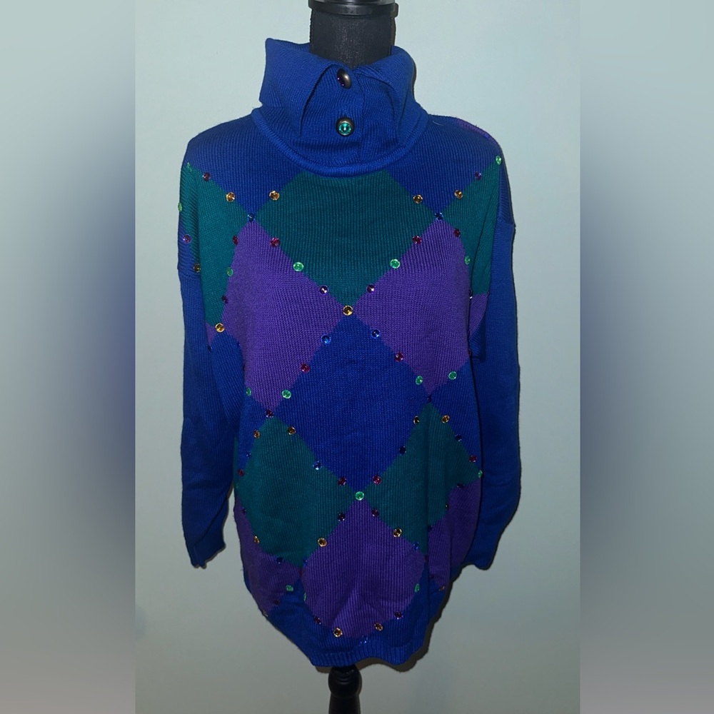Colorful Argyle Women's Sweater